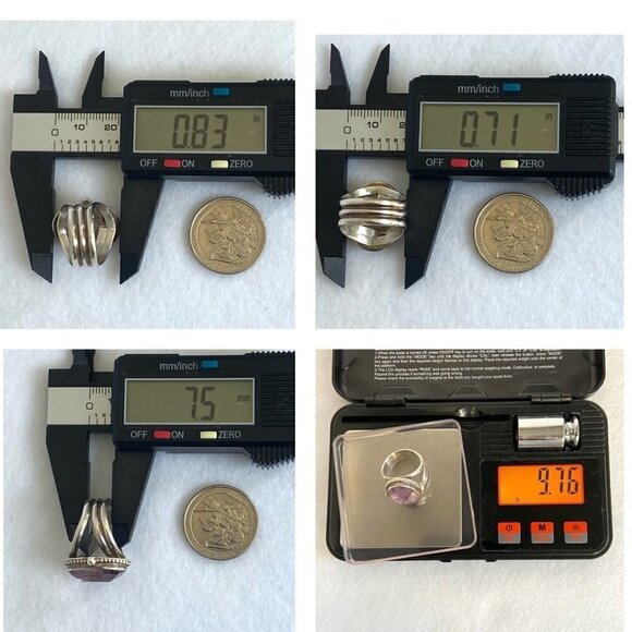 Sterling Silver 925 Jay King DTR Oval Faceted Dyed Quartz Triple Band Ring 6.5 - Picture 10 of 16